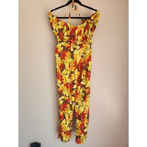 NWT Farm Rio x Anthropologie Fruit Print Jumpsuit Size XS Yellow 9D405 - Picture 7 of 13
